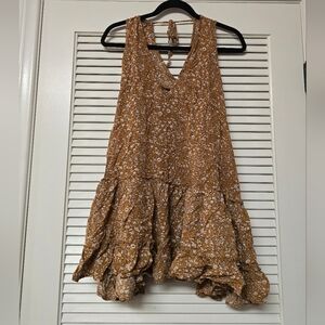 Millibon- Floral Ruffle Bohemian Lightweight Sleeveless Dress With Tie Back